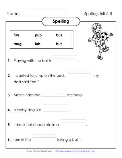Worksheets - Complete the Sentences (A-5)