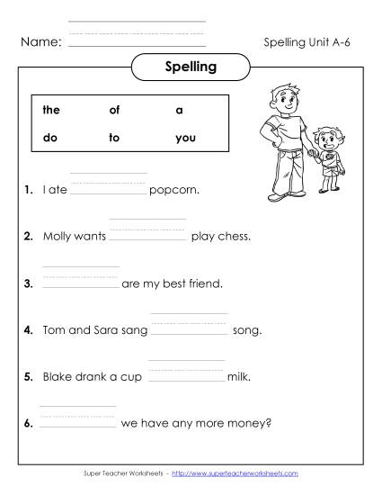 Worksheets - Complete the Sentences (A-6)