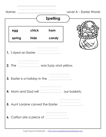 Worksheets - Complete the Sentences (A-Easter) Worksheets - Complete the Sentences (A-Easter)