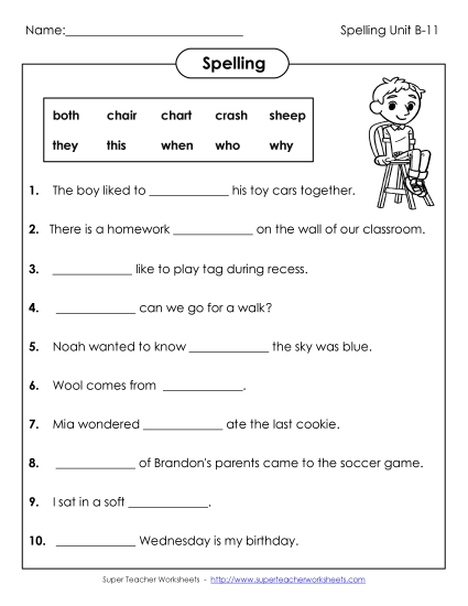 Worksheets - Complete the Sentences (B-11)