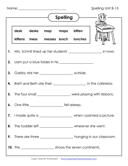 Worksheets - Complete the Sentences (B-13)