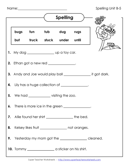 Worksheets - Complete the Sentences (B-5) 
