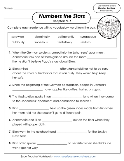 Chapters 4–6 - Complete the Sentences Vocabulary Activity (Chapters 4–6) (Printable PDF Worksheet)