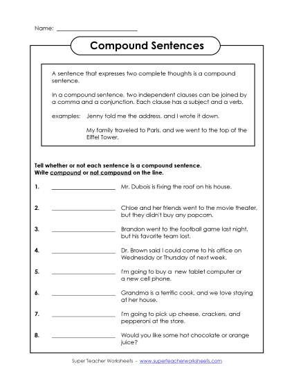 Compound Sentences - Compound Sentences #2 Compound Sentences - Compound Sentences #2