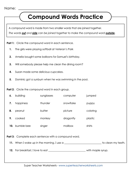 Intermediate - Compound Word Practice Intermediate - Compound Word Practice