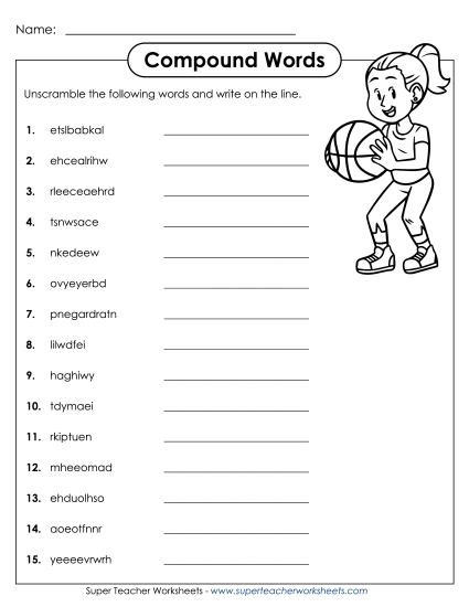 Advanced - Compound Words Unscramble