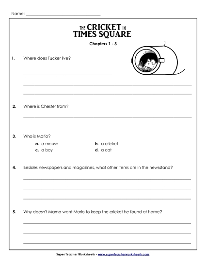 Chapters 1 - 3 - Comprehension Questions: Chapters 1 - 3