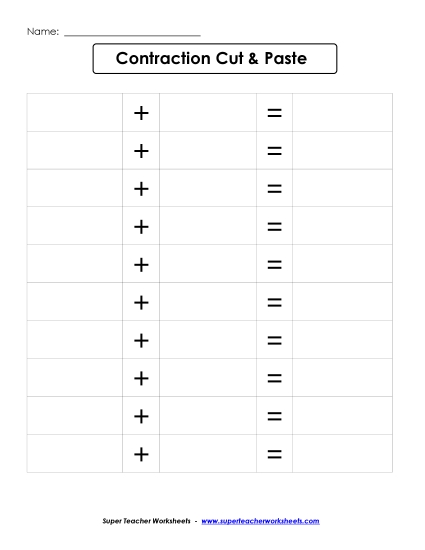 Contractions - Contractions: Cut & Glue Project
