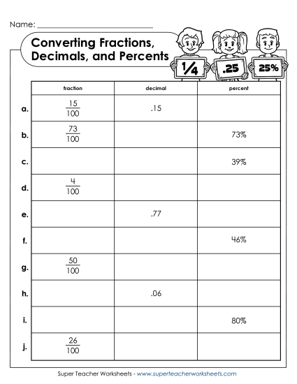 Percents (Basic) - Converting Decimals, Fractions, and Percents (Basic)