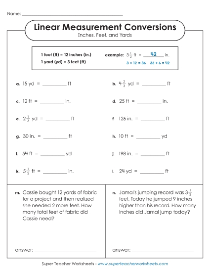 Conversions & Unit Comparisons - Converting Inches, Feet, and Yards (Advanced)