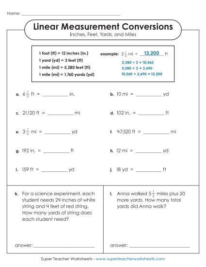 Conversions & Unit Comparisons - Converting Inches, Feet, Yards, and Miles (Advanced)