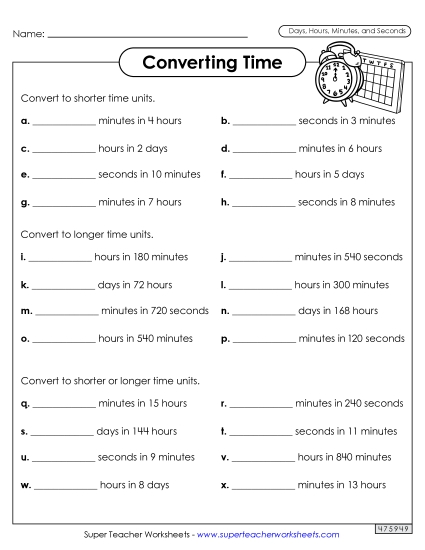 Days, Hours, Minutes, Seconds - Converting Time (Days, Hours, and Minutes)