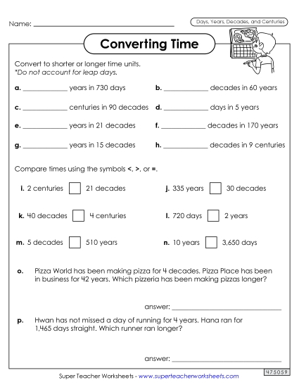 Days, Years, Decades, Centuries - Converting Time (Days, Years, Decades, and Centuries)