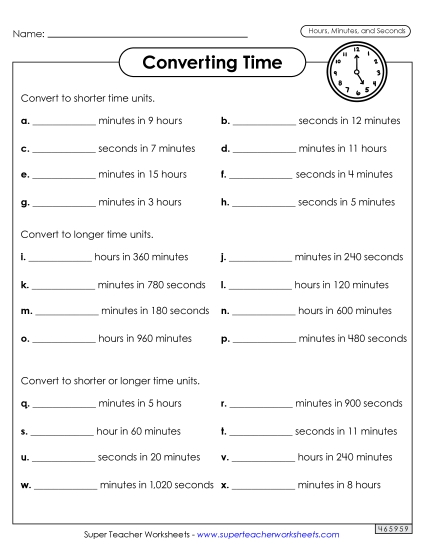 Hours, Minutes, Seconds - Converting Time (Hours, Minutes, and Seconds)