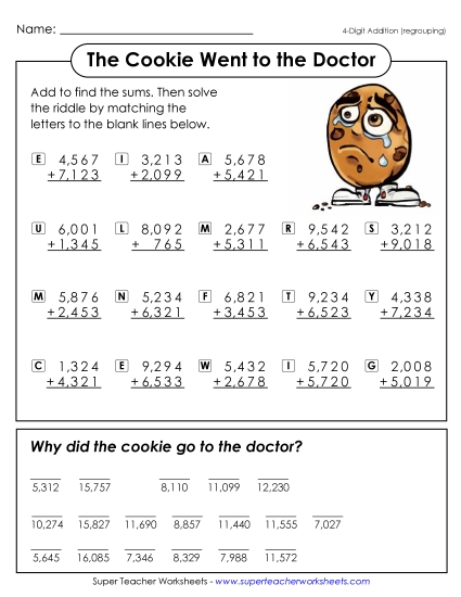 Addition - Cookie Went to the Doctor (4-Digit Addition) Addition - Cookie Went to the Doctor (4-Digit Addition)