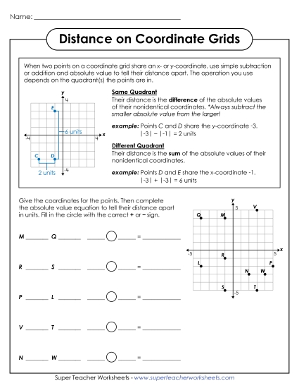 Distance on Coordinate Planes - Coordinate Grid: Distance Between Points Distance on Coordinate Planes - Coordinate Grid: Distance Between Points