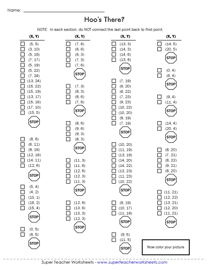 More Owl-Themed Worksheets - Coordinate Grid Mystery Picture
