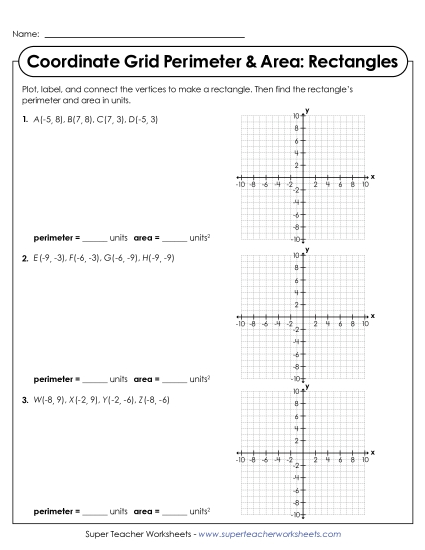 Area & Perimeter on a Coordinate Grid - Coordinate Grid Perimeter & Area: Rectangles