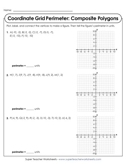 Area & Perimeter on a Coordinate Grid - Coordinate Grid Perimeter: Composite Polygons