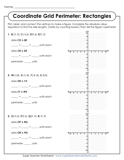 Area & Perimeter on a Coordinate Grid - Coordinate Grid Perimeter: Rectangles