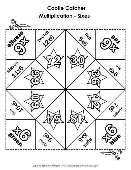 Multiplication Worksheet Images - Cootie Catcher Multiply by SIX Multiplication Worksheet Images - Cootie Catcher Multiply by SIX