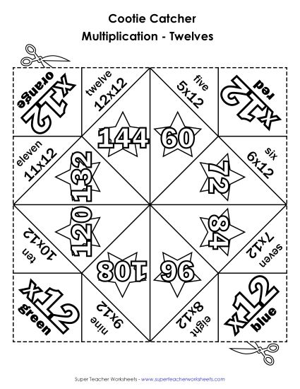 Multiplication Worksheet Images - Cootie Catcher Multiply by TWELVE Multiplication Worksheet Images - Cootie Catcher Multiply by TWELVE