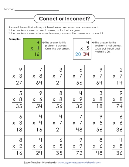 Worksheets and Games - Correct or Incorrect? (0-9) Worksheets and Games - Correct or Incorrect? (0-9)