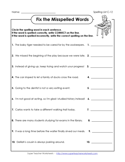 Worksheets - Correct or Incorrect (C-12) Worksheets - Correct or Incorrect (C-12)