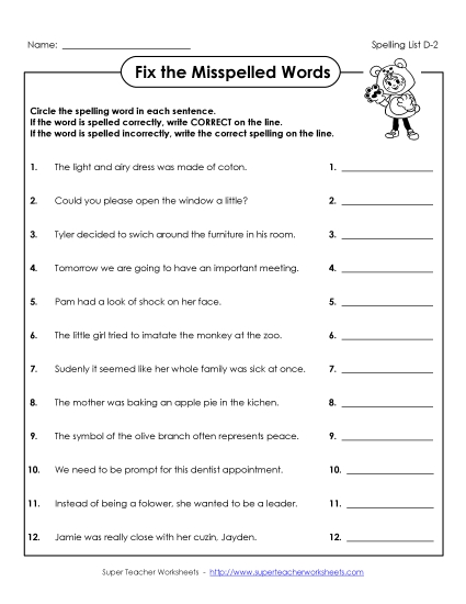 Worksheets - Correct or Incorrect? (D-2)
