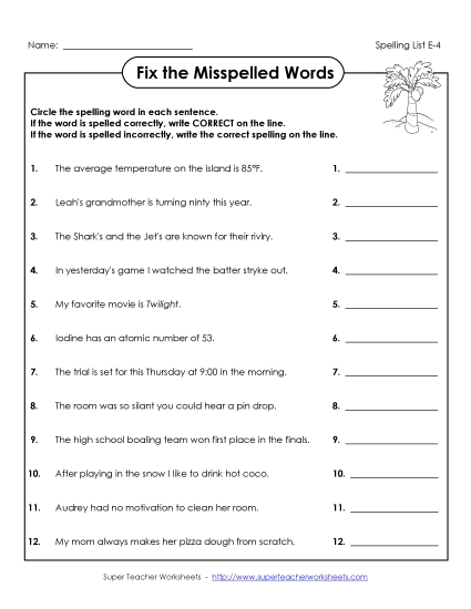 Printable Worksheets - Correct or Incorrect? (E-4)