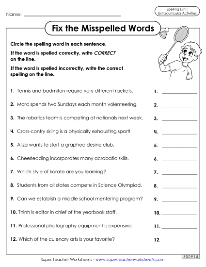 Worksheets and Puzzles - Correct or Incorrect? (Extracurriculars) Worksheets and Puzzles - Correct or Incorrect? (Extracurriculars)