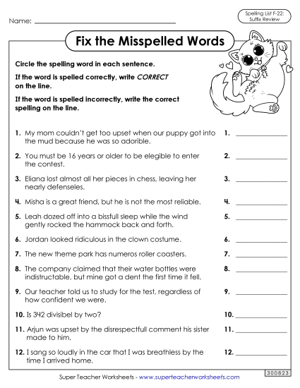 Worksheets and Puzzles - Correct or Incorrect? (F-22) 