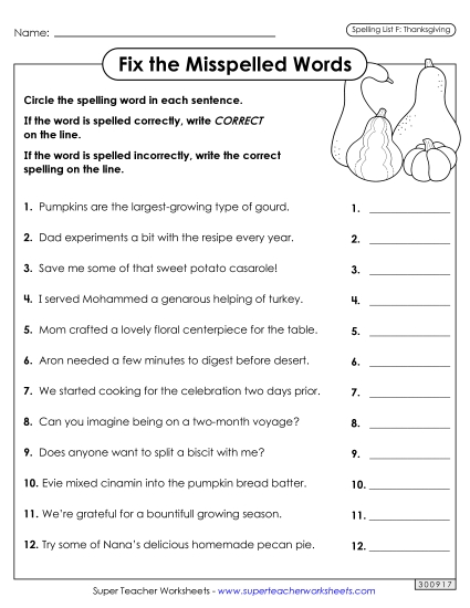 Worksheets and Puzzles - Correct or Incorrect? (Thanksgiving) Worksheets and Puzzles - Correct or Incorrect? (Thanksgiving)