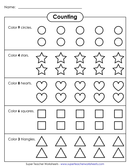 Counting Up to 10 - Count and Color (0-10)