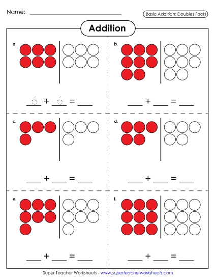 Graphical Concept Worksheets: Addition Doubles Facts - Counters - Doubles Facts Graphical Concept Worksheets: Addition Doubles Facts - Counters - Doubles Facts