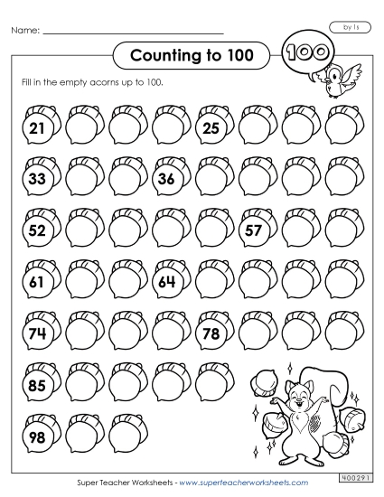 Counting: 2-Digit Numbers - Counting Acorns (2-Digit)