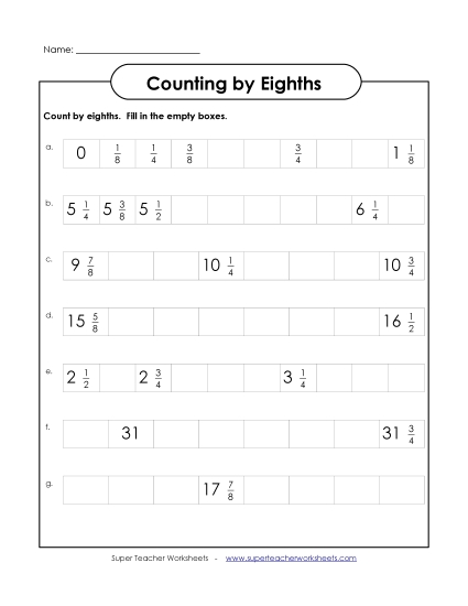 Nearest Eighth Inch - Counting by Eighths Nearest Eighth Inch - Counting by Eighths