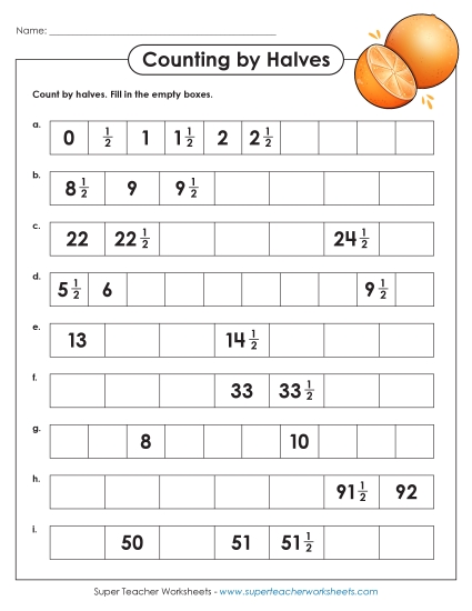 Fraction Counting - Counting by Halves