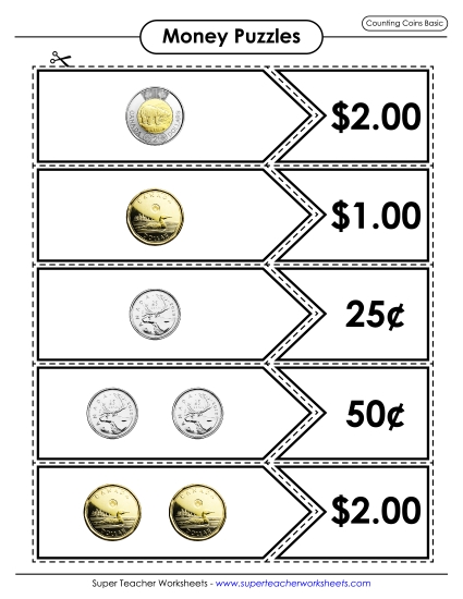 Mixed Coins - Counting Coins Matching Puzzle (Basic)