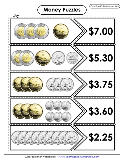 Mixed Coins - Counting Coins Matching Puzzle (Intermediate)