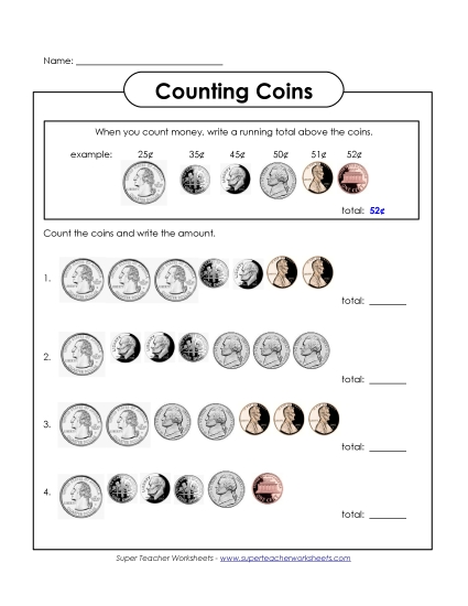 Coins Only (No Bills) - Counting Coins with Running Total Coins Only (No Bills) - Counting Coins with Running Total