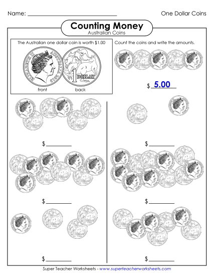 Single Coins (Very Basic Level) - Counting Dollar Coins Single Coins (Very Basic Level) - Counting Dollar Coins
