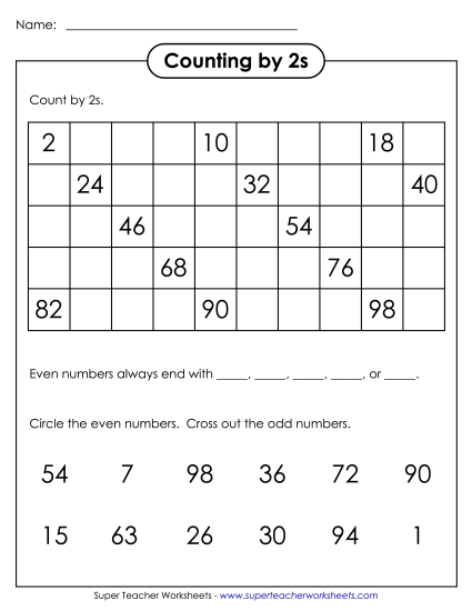 Counting Grid (By 2s) Counting Grid (By 2s)
