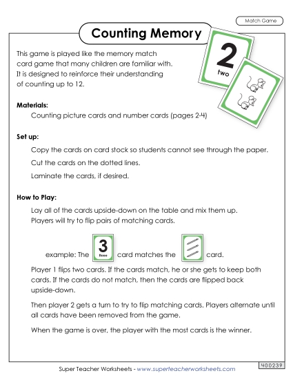 Counting Up to 10 - Counting Memory Match Game Counting Up to 10 - Counting Memory Match Game