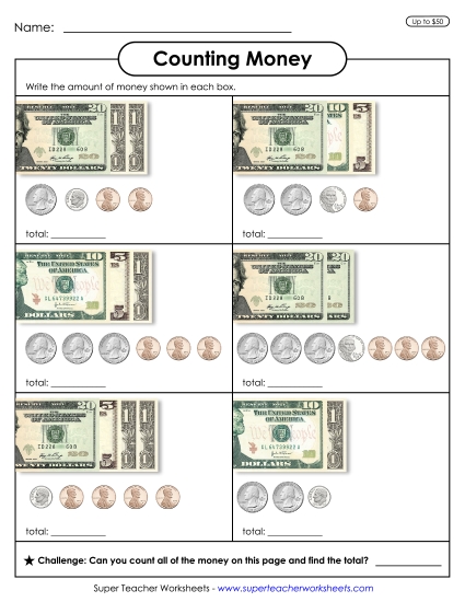 Amounts Up to $50 - Counting Money 1 (Up to $50) Amounts Up to $50 - Counting Money 1 (Up to $50)