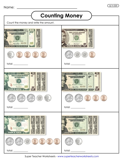 Amounts Up to $50 - Counting Money 2 (Up to $50) Amounts Up to $50 - Counting Money 2 (Up to $50)