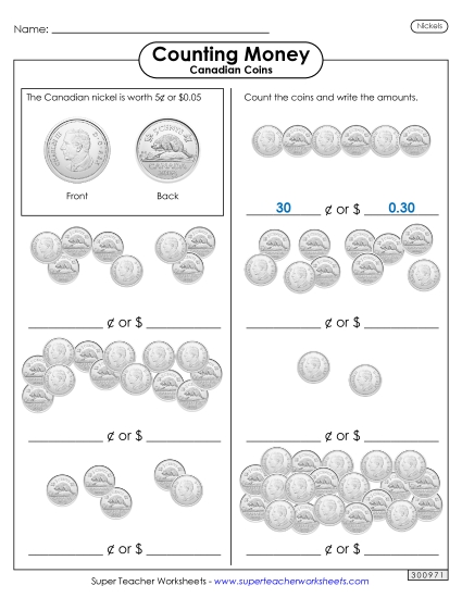 Basic (Single Coins & Bills) - Counting Nickels Basic (Single Coins & Bills) - Counting Nickels