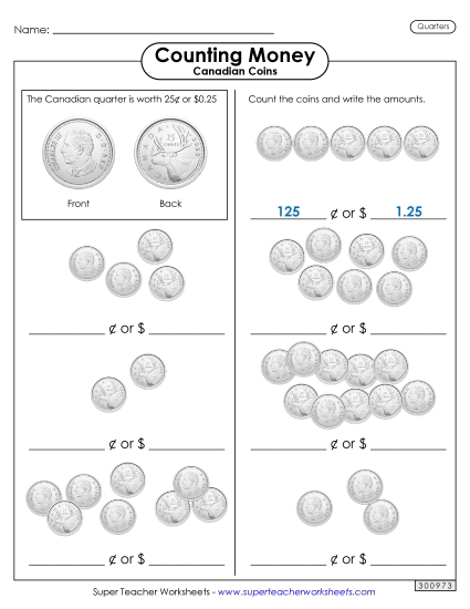 Basic (Single Coins & Bills) - Counting Quarters Basic (Single Coins & Bills) - Counting Quarters