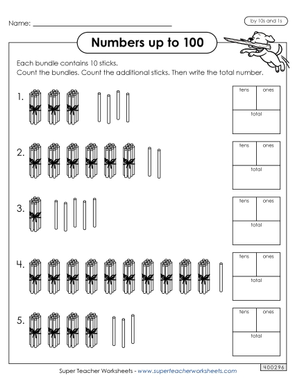 Counting: 2-Digit Numbers - Counting Sticks by 10s and 1s Counting: 2-Digit Numbers - Counting Sticks by 10s and 1s