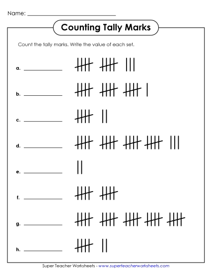 Counting Tallies - Counting Tally Marks (Version 1)
